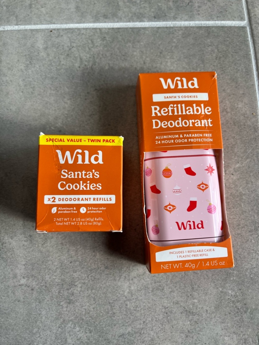 Wild Refillable Deodorant Santa's Cookies Pink Case + Two Deodorant Refills